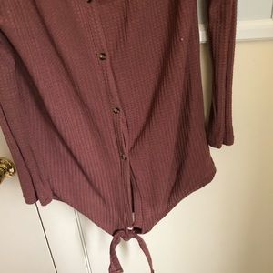 mauve button up tie tee